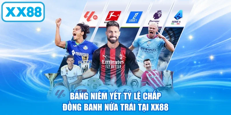 Bảng niêm yết tỷ lệ chấp đồng banh nửa trái tại XX88